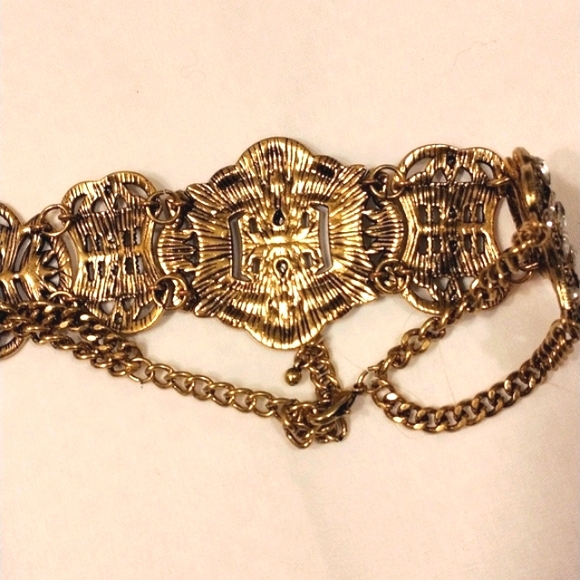 Celebrity Style SUPER BLING Heavy Crystal Rhinestone Choker Necklace Brass color - Picture 14 of 15